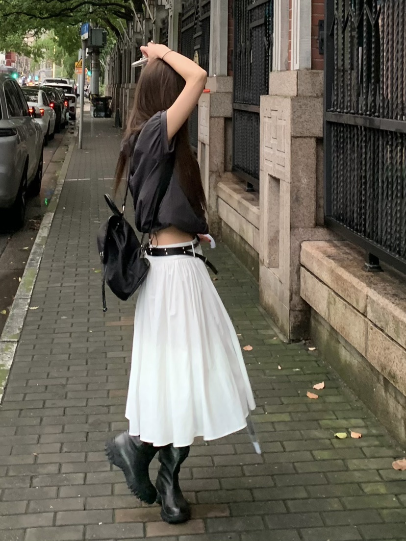 BERTHA韓國直郵㊣女裝新款真品人氣25秋冬半身裙中短裙褶皺長款BERTHA半身裙/中短裙