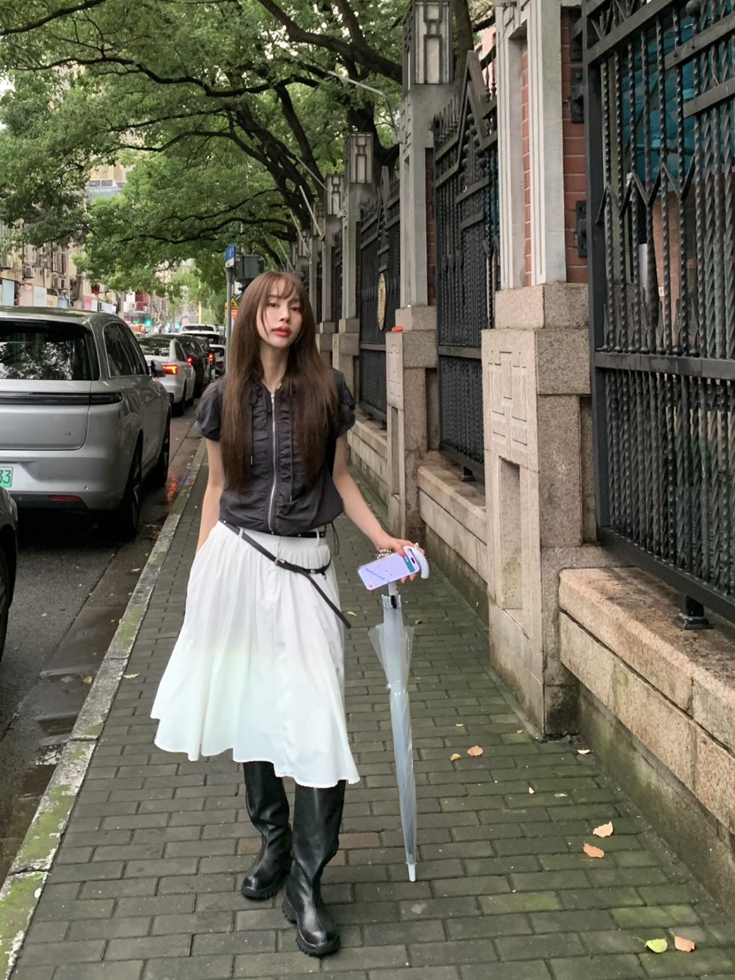 BERTHA韓國直郵㊣女裝新款真品人氣25秋冬半身裙中短裙褶皺長款BERTHA半身裙/中短裙