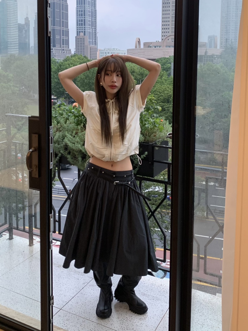 BERTHA韓國直郵㊣女裝新款真品人氣25秋冬半身裙中短裙褶皺長款BERTHA半身裙/中短裙