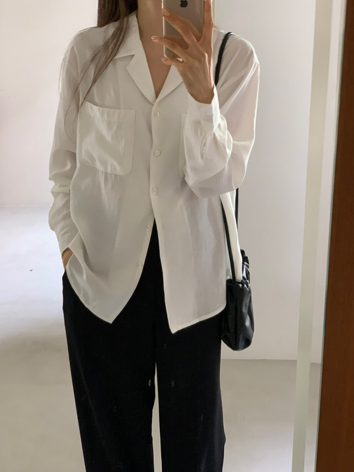 NOTICE東大門㊣代購女士新品人氣25秋冬休閑襯衫蕾絲衫口袋NOTICE襯衫/蕾絲衫