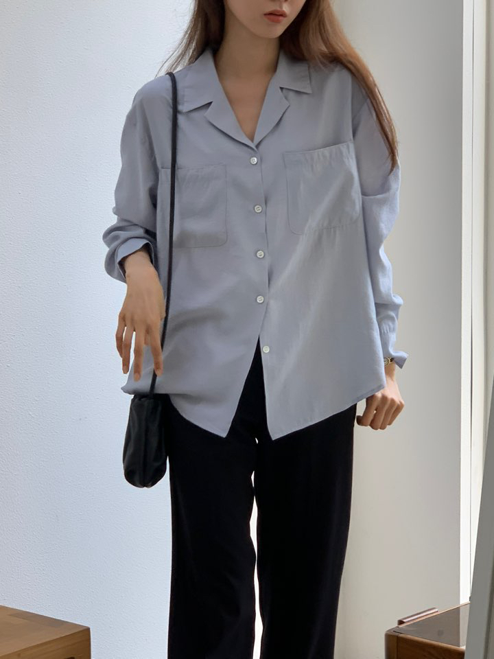 NOTICE東大門㊣代購女士新品人氣25秋冬休閑襯衫蕾絲衫口袋NOTICE襯衫/蕾絲衫