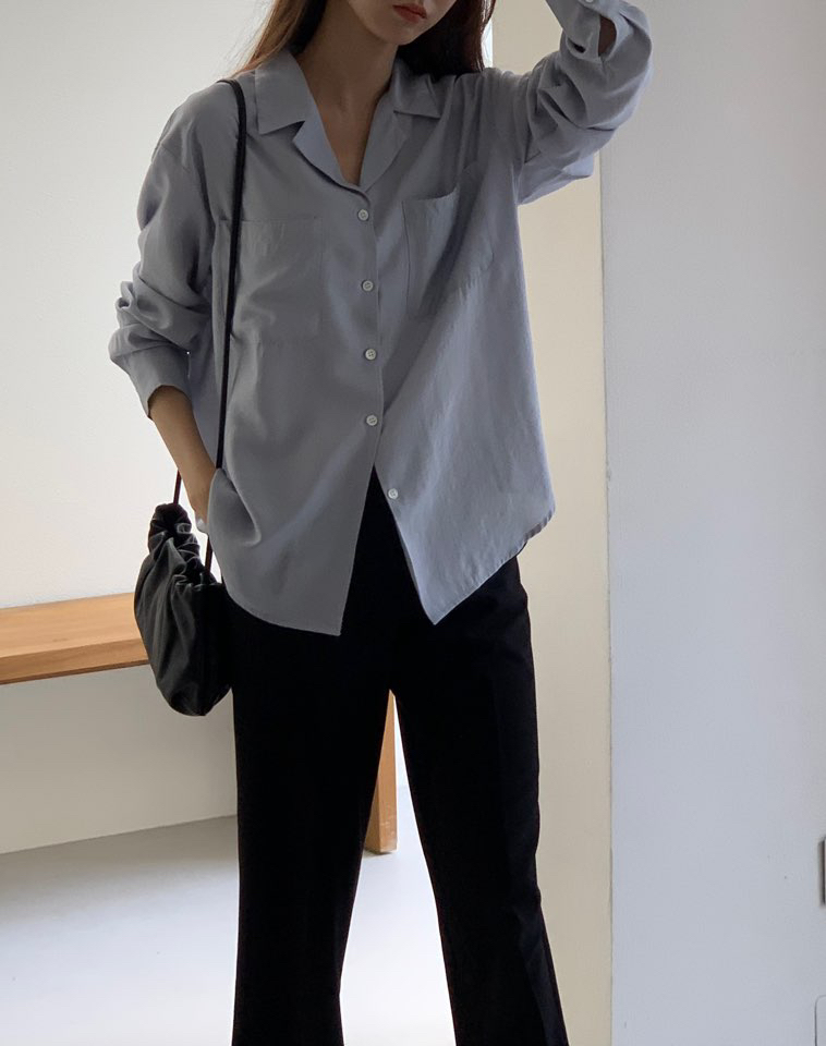 NOTICE東大門㊣代購女士新品人氣25秋冬休閑襯衫蕾絲衫口袋NOTICE襯衫/蕾絲衫