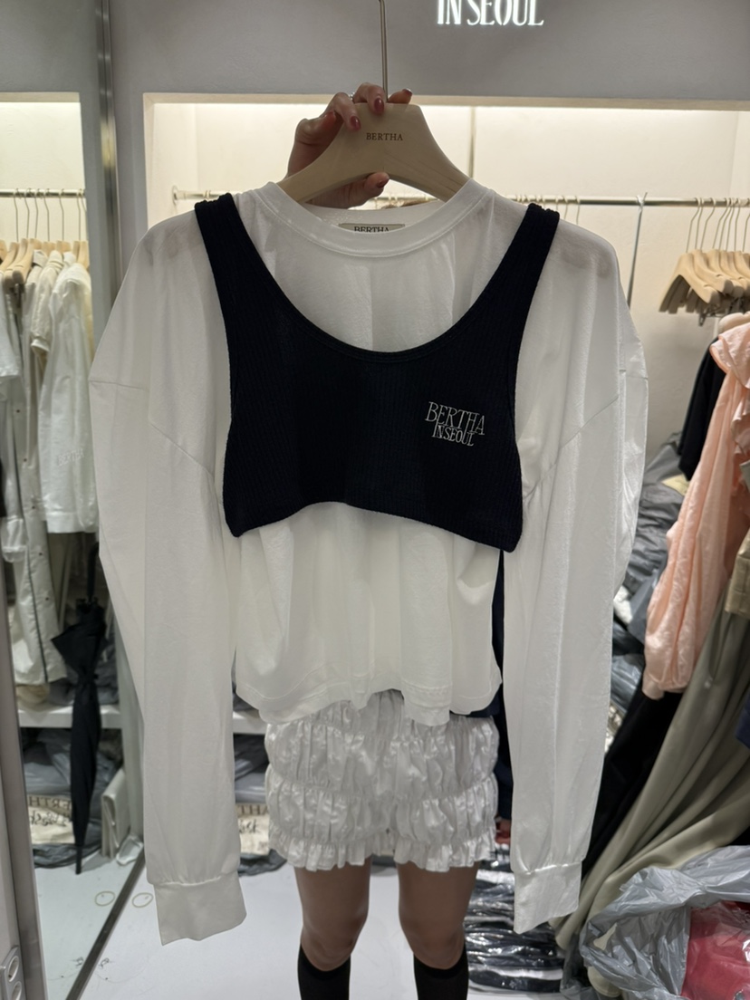BERTHA東大門㊣直郵女士新款休閑時尚吊帶背心不含內搭刺繡BERTHA吊帶/背心圖色1
