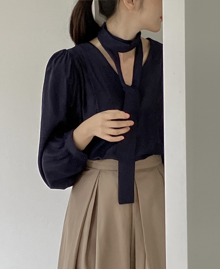 LETAILOR東大門㊣直郵女士新品25秋冬熱賣襯衫蕾絲衫含脖帶LETAILOR襯衫/蕾絲衫