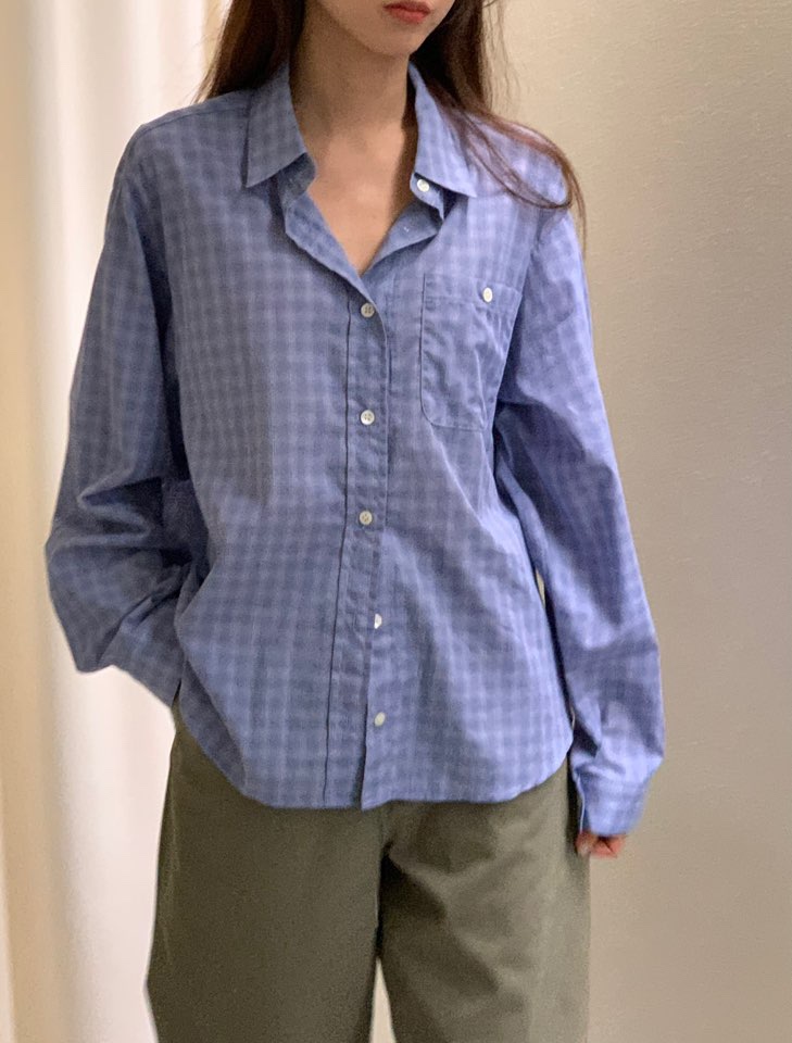 NOTICE韓國代購㊣女裝新品25秋冬休閑人氣襯衫蕾絲衫網眼格紋NOTICE襯衫/蕾絲衫