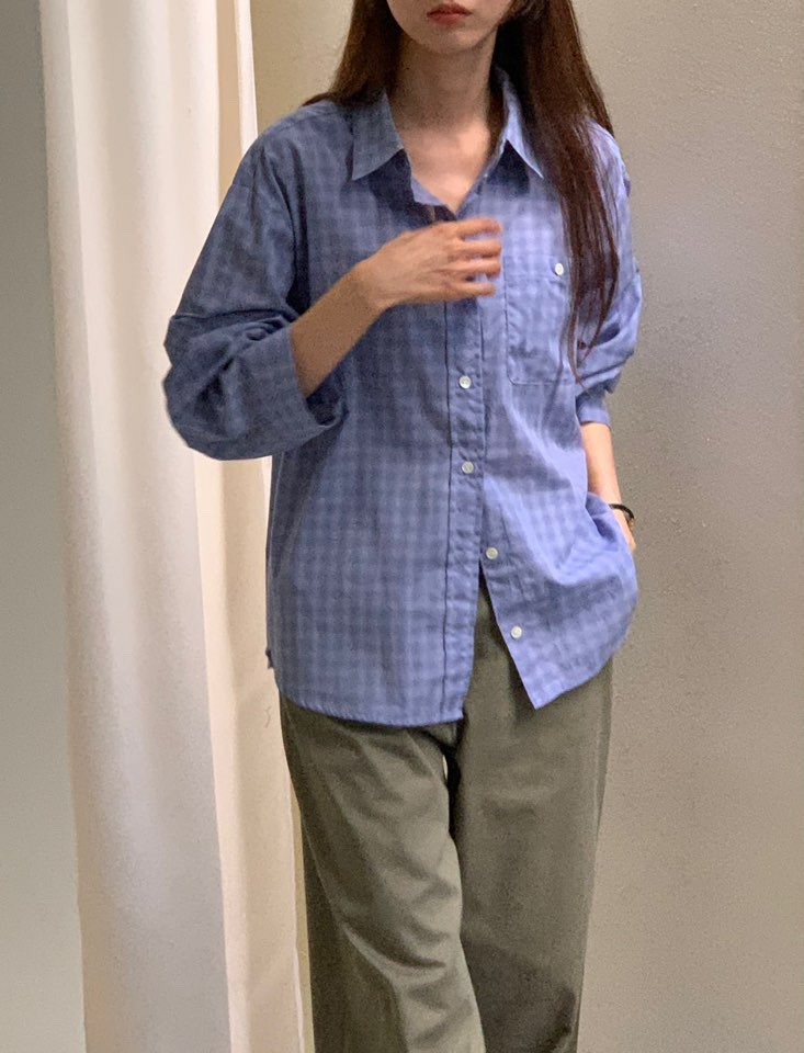 NOTICE韓國代購㊣女裝新品25秋冬休閑人氣襯衫蕾絲衫網眼格紋NOTICE襯衫/蕾絲衫