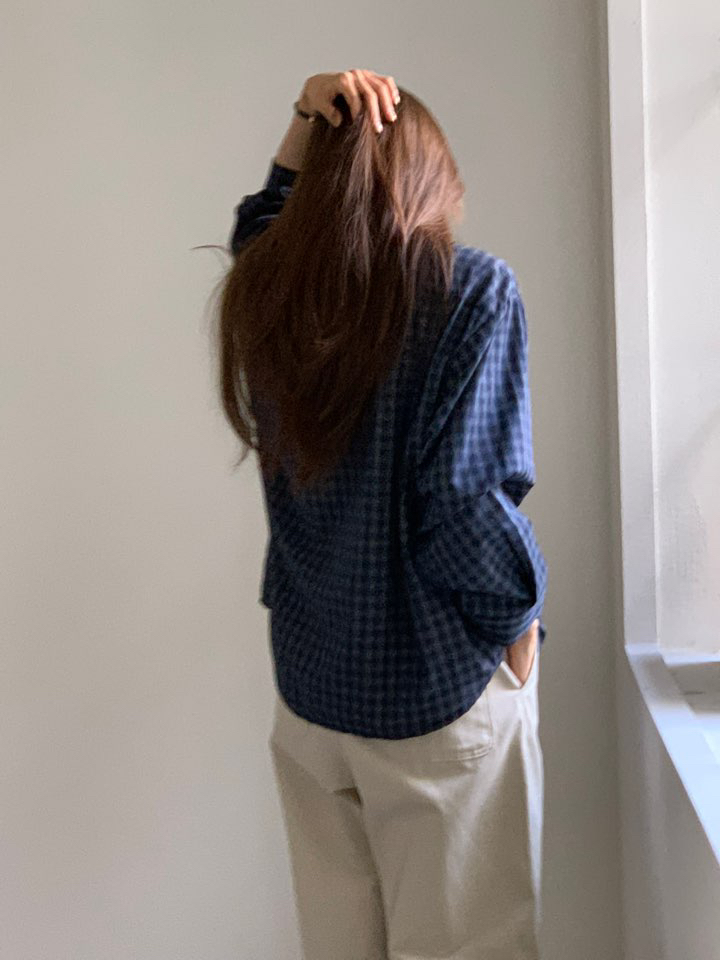 NOTICE韓國代購㊣女裝新品25秋冬休閑人氣襯衫蕾絲衫網眼格紋NOTICE襯衫/蕾絲衫
