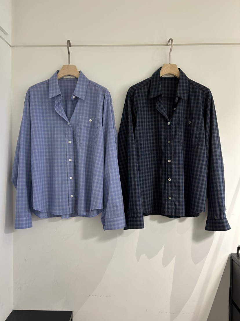 NOTICE韓國代購㊣女裝新品25秋冬休閑人氣襯衫蕾絲衫網眼格紋NOTICE襯衫/蕾絲衫