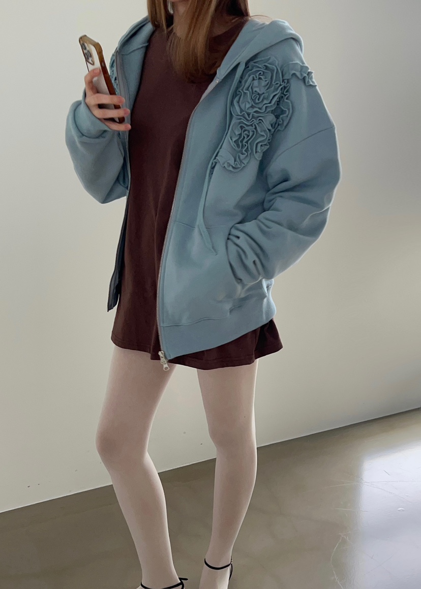 ANOTHER AVENUE東大門㊣代購女士新品推薦時尚夾克拉鏈花朵ANOTHER AVENUE夾克