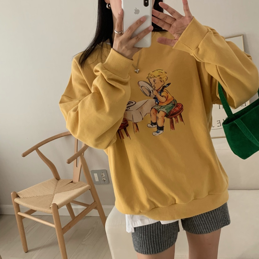FROMJINI韓國直郵㊣女裝新品時尚推薦真品25秋冬休閑人氣衛衣FROMJINI衛衣