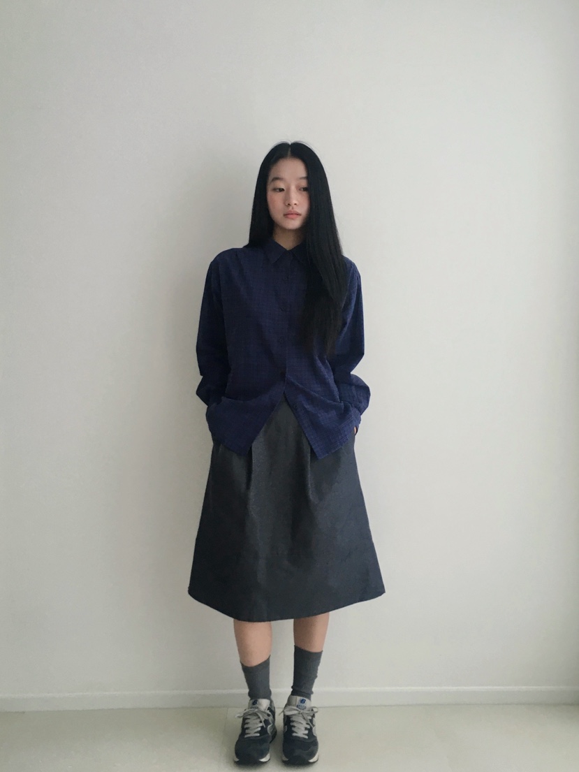 HEUMUTA韓國代購㊣女裝新款時尚人氣25秋冬真品襯衫蕾絲衫格紋HEUMUTA襯衫/蕾絲衫