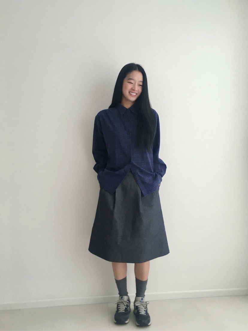 HEUMUTA韓國代購㊣女裝新款時尚人氣25秋冬真品襯衫蕾絲衫格紋HEUMUTA襯衫/蕾絲衫