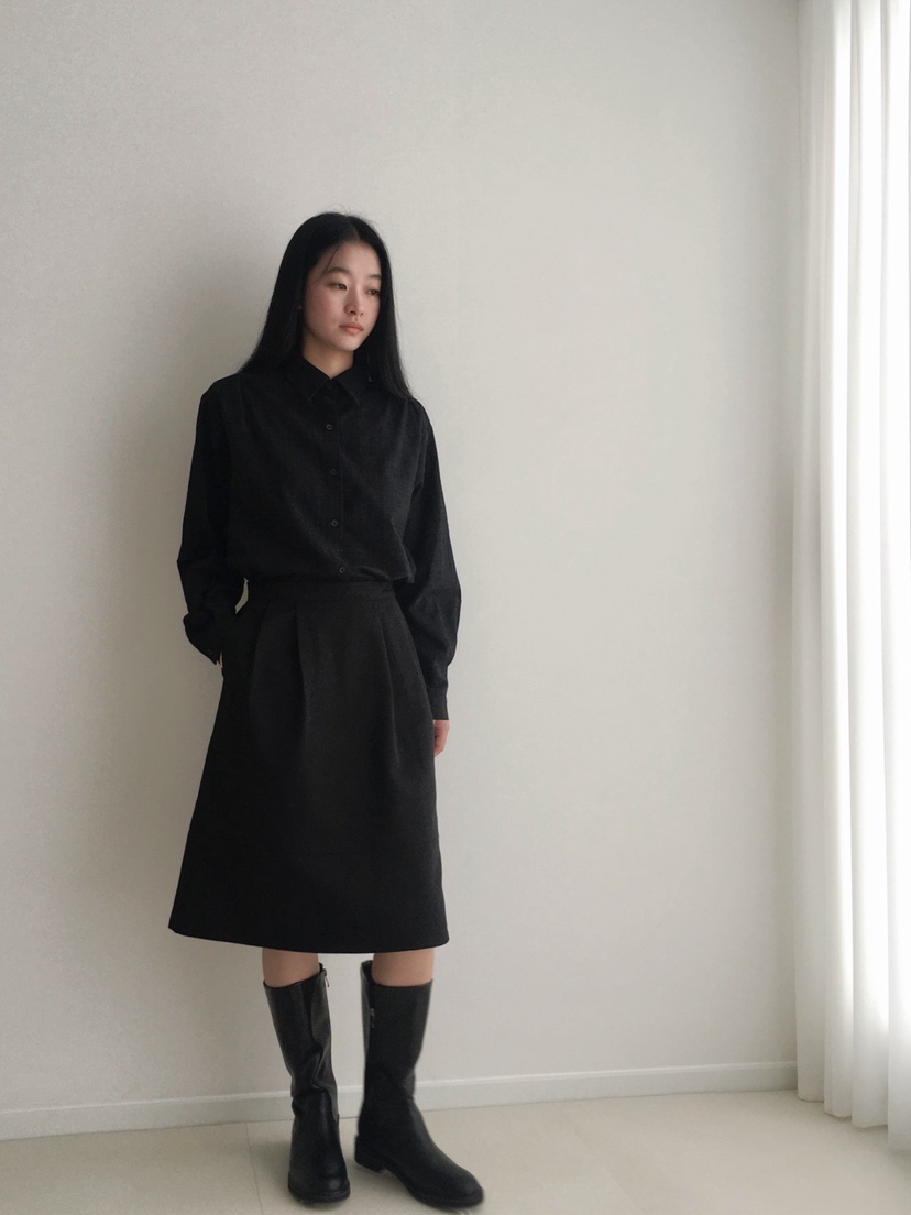 HEUMUTA韓國代購㊣女裝新款時尚人氣25秋冬真品襯衫蕾絲衫格紋HEUMUTA襯衫/蕾絲衫
