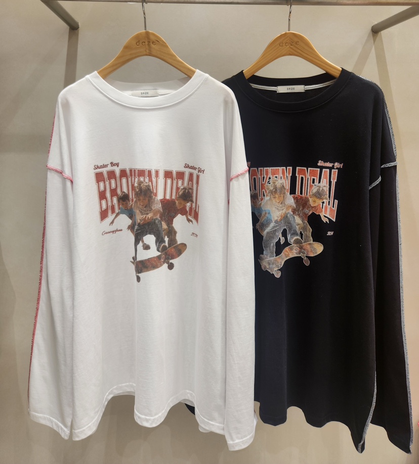 DAZE東大門㊣直郵女士新品時尚25秋冬真品休閑職業人氣長袖T恤Daze長袖T恤