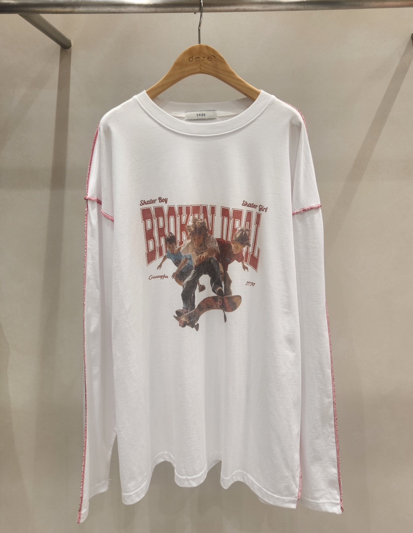 DAZE東大門㊣直郵女士新品時尚25秋冬真品休閑職業人氣長袖T恤Daze長袖T恤圖色1
