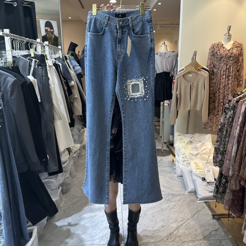 CHEAP-CHIC韓國直郵㊣女士新品休閑推薦真品職業牛仔褲喇叭CHEAP-CHIC/CHARLES THE SECOND牛仔褲圖色1