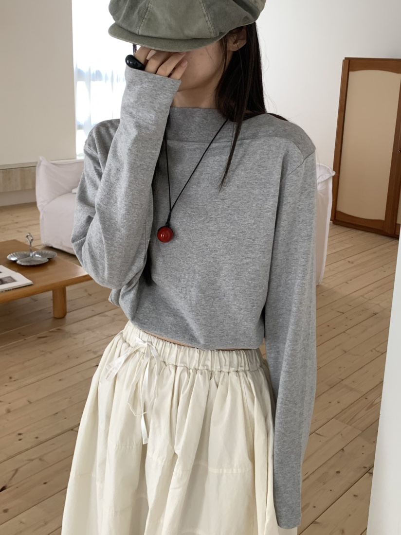 PEBBLE韓國代購㊣女裝新品熱賣時尚25秋冬真品推薦長袖T恤船領PEBBLE/LAYER長袖T恤