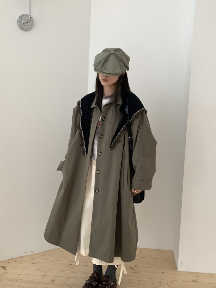 PEBBLE東大門㊣實拍女士新款推薦25秋冬真品熱賣職業長款風衣PEBBLE/LAYER長款風衣