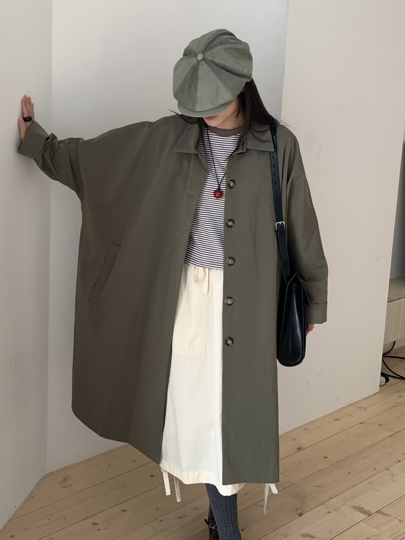 PEBBLE東大門㊣實拍女士新款推薦25秋冬真品熱賣職業長款風衣PEBBLE/LAYER長款風衣
