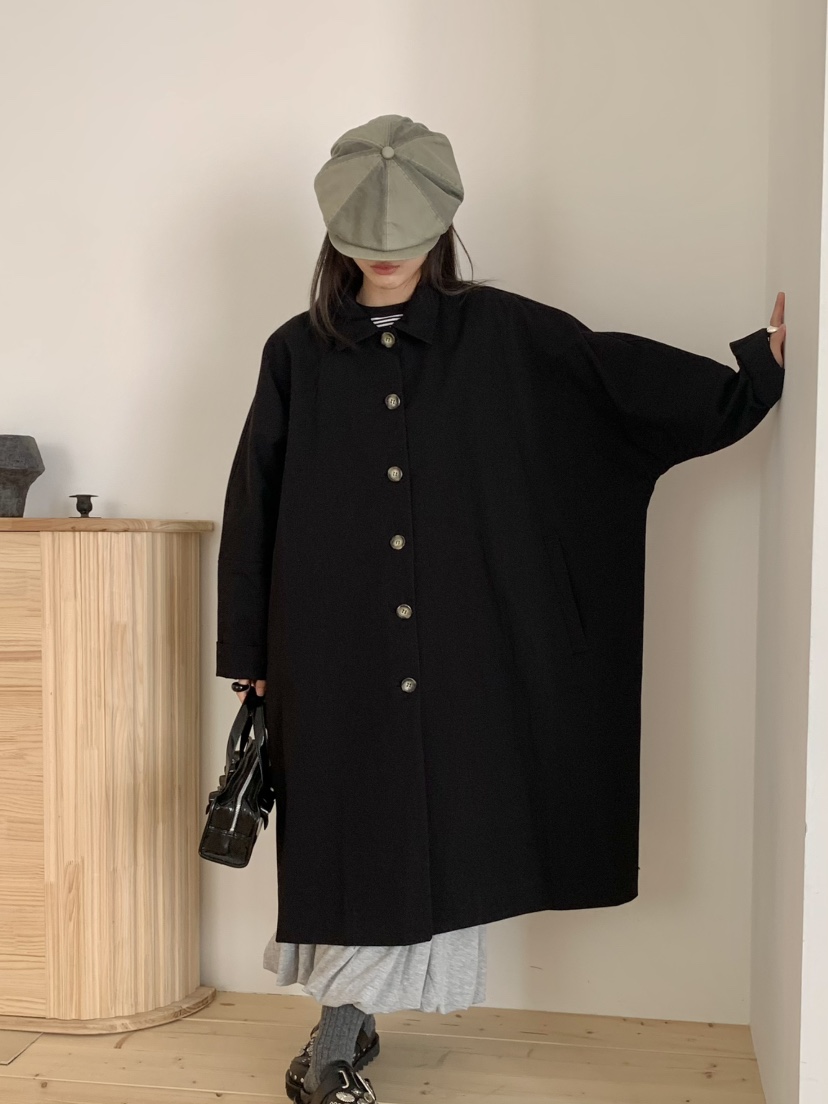 PEBBLE東大門㊣實拍女士新款推薦25秋冬真品熱賣職業長款風衣PEBBLE/LAYER長款風衣