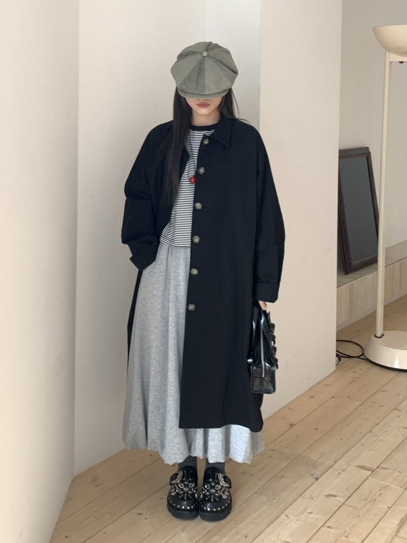 PEBBLE東大門㊣實拍女士新款推薦25秋冬真品熱賣職業長款風衣PEBBLE/LAYER長款風衣