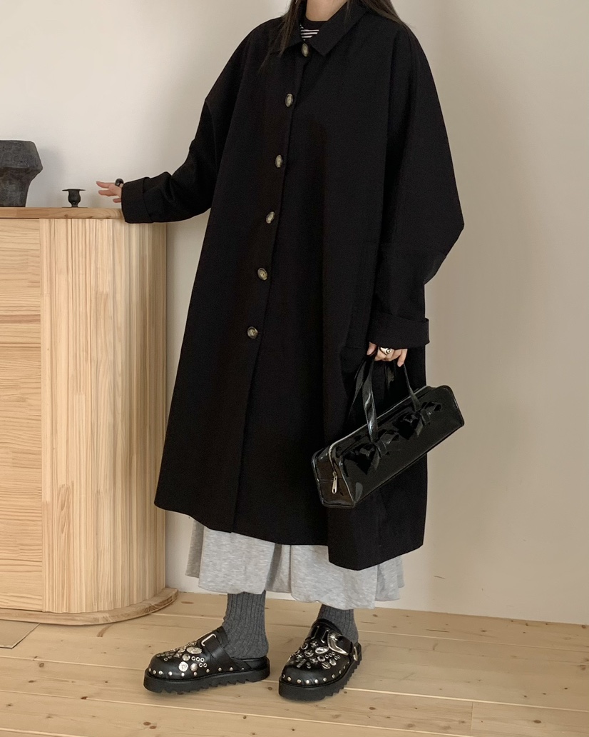 PEBBLE東大門㊣實拍女士新款推薦25秋冬真品熱賣職業長款風衣PEBBLE/LAYER長款風衣