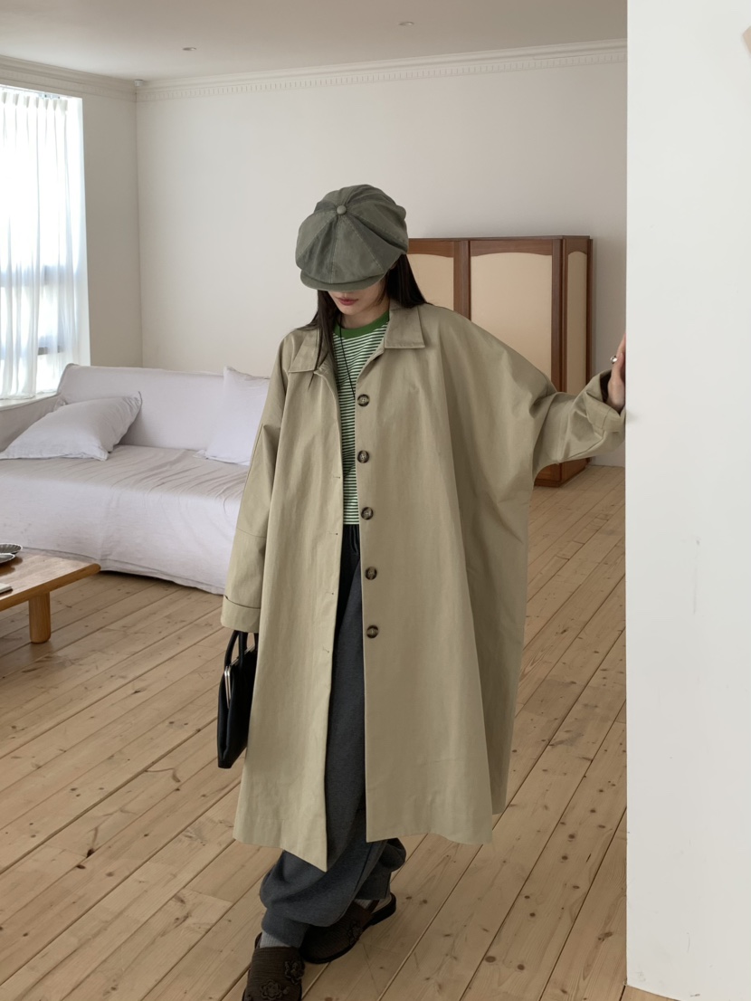 PEBBLE東大門㊣實拍女士新款推薦25秋冬真品熱賣職業長款風衣PEBBLE/LAYER長款風衣
