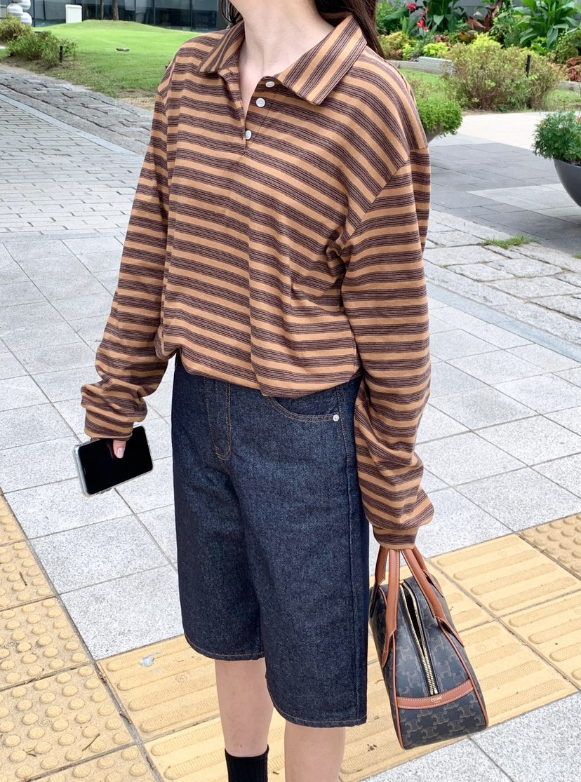 COURGETTE韓國代購㊣女士新款職業休閑推薦25秋冬熱賣長袖T恤COURGETTE長袖T恤