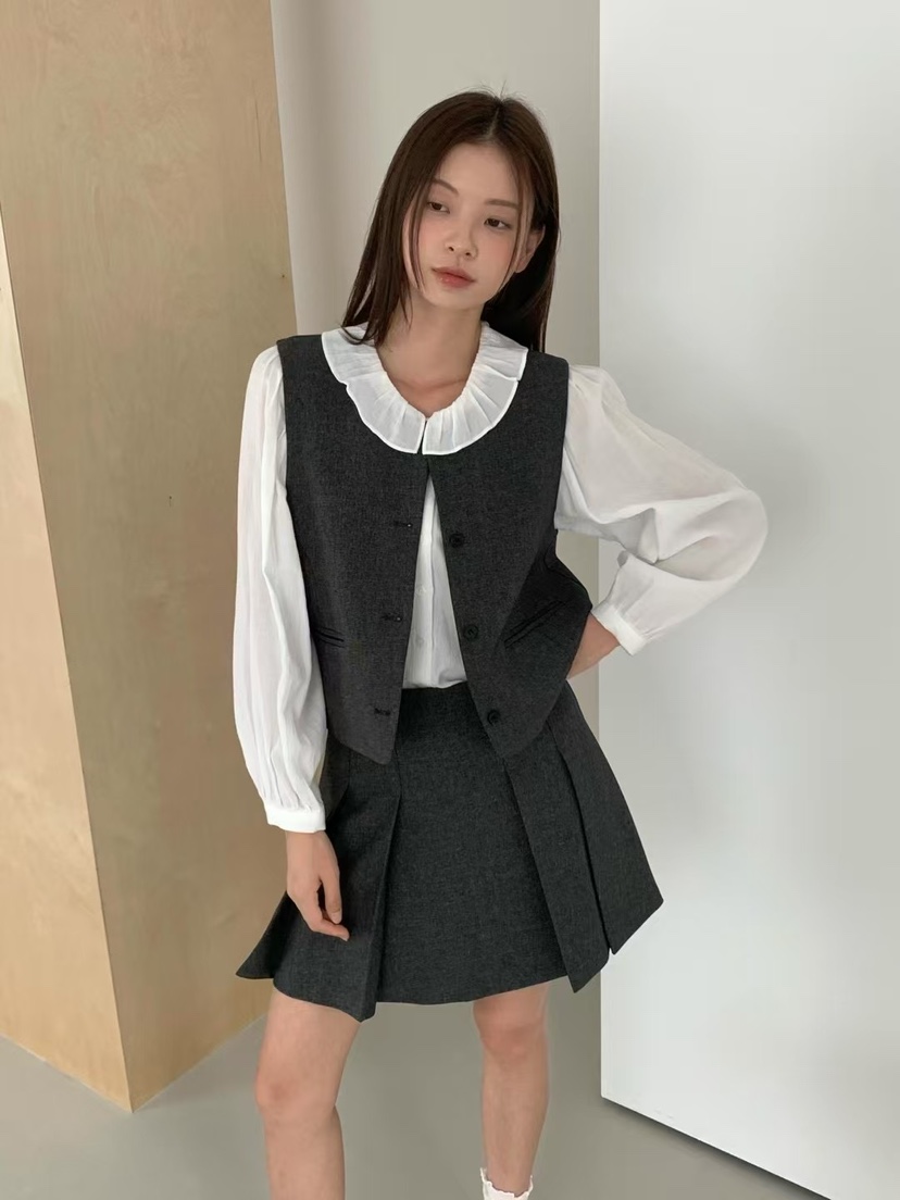 ANOU韓國代購㊣女裝新款人氣時尚真品熱賣職業休閑襯衫蕾絲衫ANOU襯衫/蕾絲衫