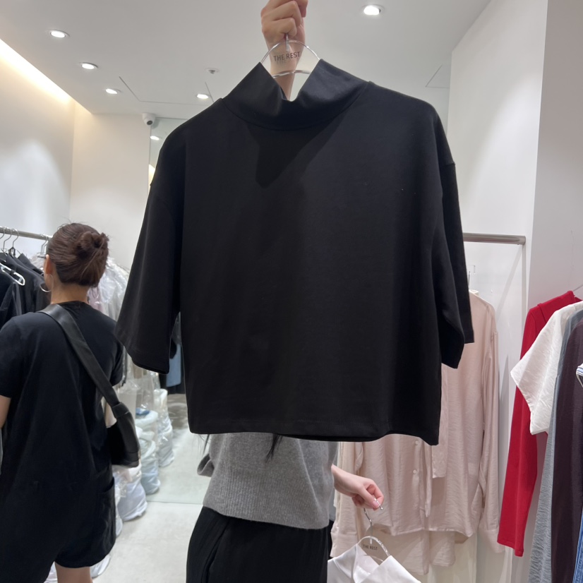 THE REST東大門㊣實拍女裝新品休閑真品時尚熱賣T恤高領短款THE REST/UNNOEUDT恤圖色2