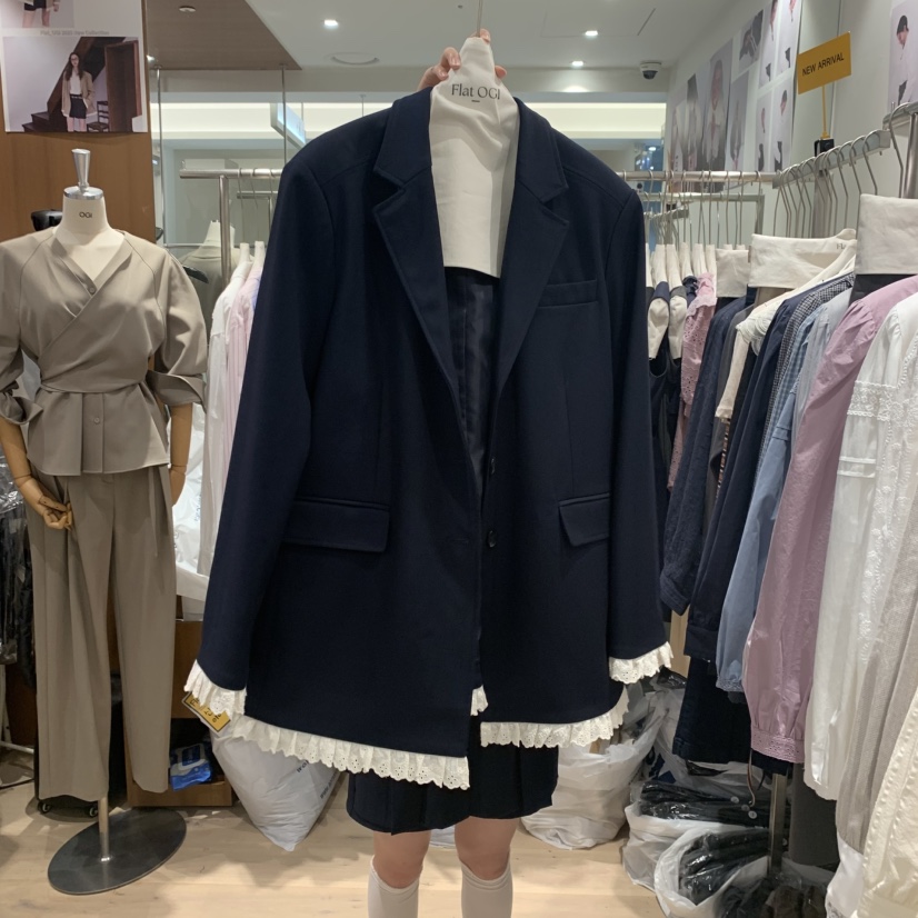 OGI東大門㊣代購女裝新品時尚休閑人氣推薦夾克不含腰帶荷葉邊FLat OGI夾克圖色2
