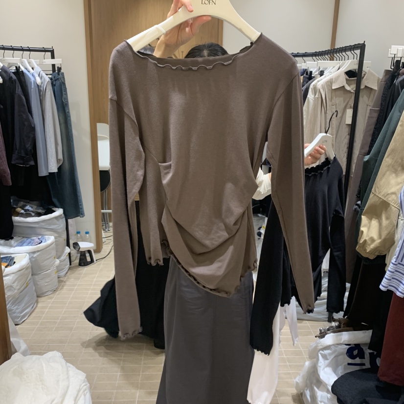 LOFN韓國代購㊣女士新款熱賣推薦人氣真品職業休閑25秋冬長袖T恤LOFN長袖T恤圖色1
