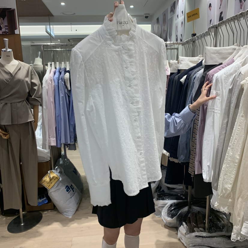OGI韓國直郵㊣女裝新品真品職業時尚25秋冬熱賣人氣襯衫蕾絲衫FLat OGI襯衫/蕾絲衫圖色2