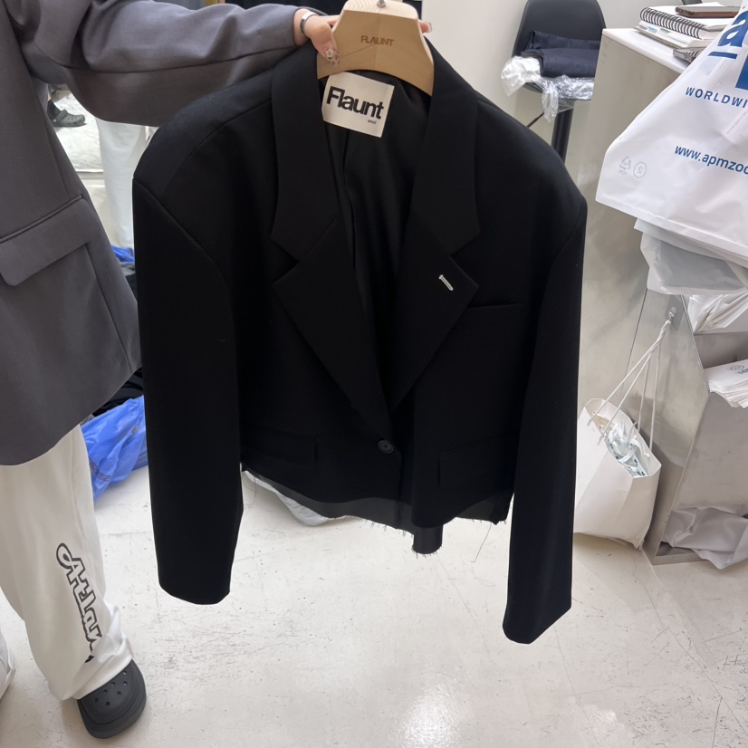 FLAUNT韓國代購㊣女士新品推薦25秋冬休閑真品人氣夾克雙層FLAUNT夾克圖色2
