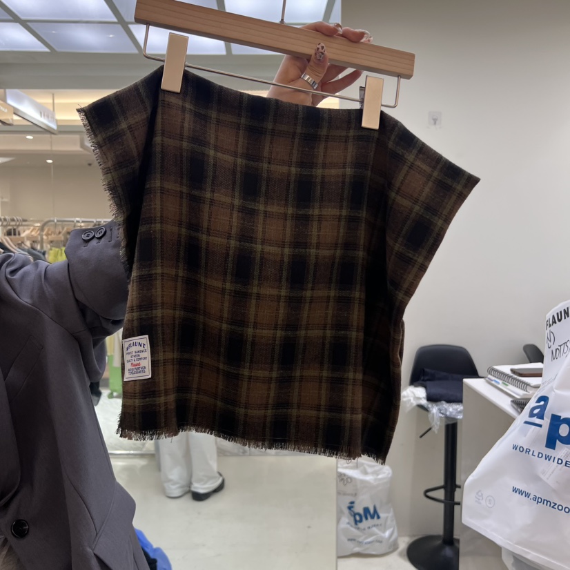 FLAUNT東大門㊣實拍女士新款真品休閑25秋冬時尚圍巾披肩格紋FLAUNT圍巾/披肩圖色1