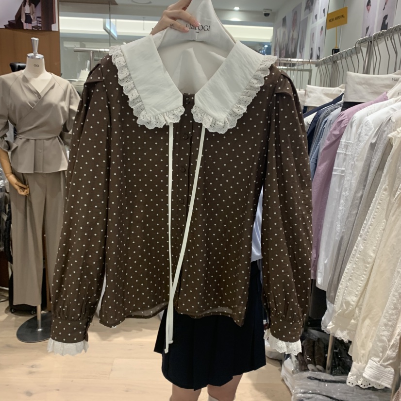 OGI東大門㊣實拍女士新款職業人氣時尚熱賣真品休閑襯衫蕾絲衫FLat OGI襯衫/蕾絲衫圖色2