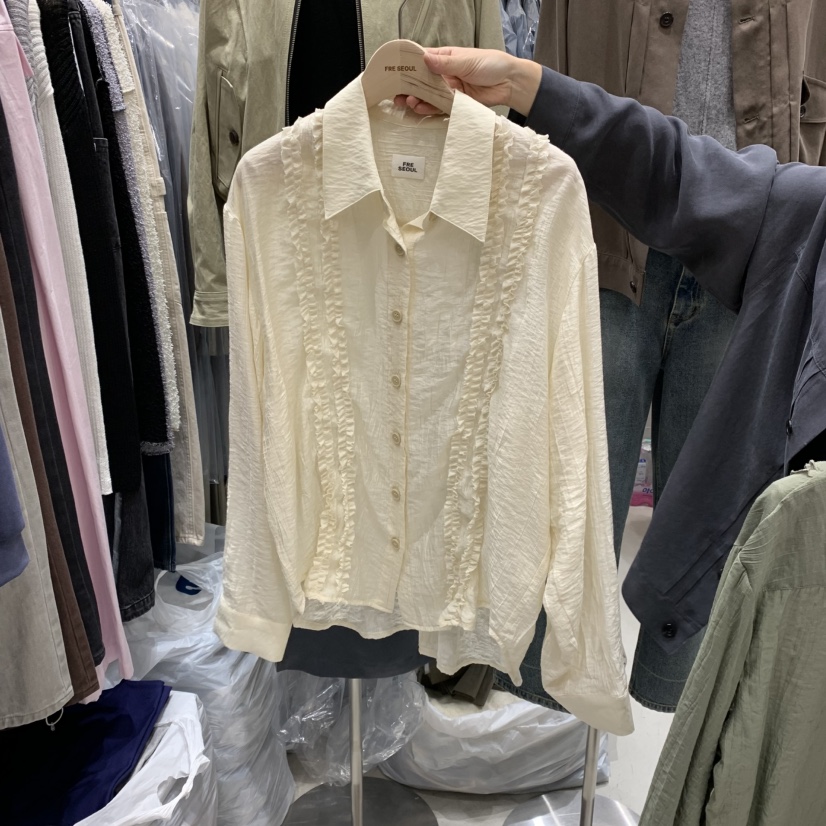 FRE東大門㊣實拍女裝新品25秋冬休閑推薦真品職業襯衫蕾絲衫FRE襯衫/蕾絲衫圖色3