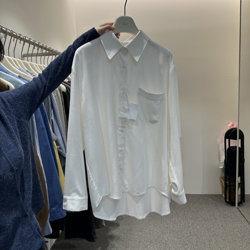 ALTER韓國直郵㊣女士新品職業推薦25秋冬襯衫蕾絲衫羊毛口袋Alter襯衫/蕾絲衫