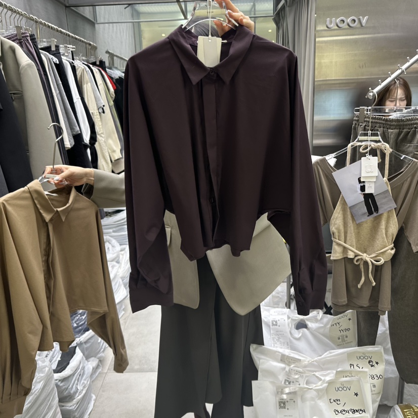 UOOV東大門㊣直郵女裝新品推薦休閑25秋冬時尚真品襯衫蕾絲衫UOOV襯衫/蕾絲衫圖色2