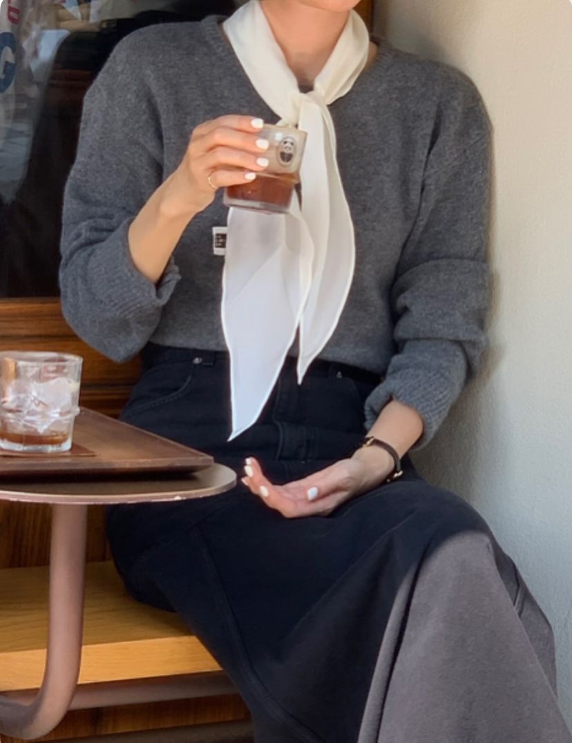 A Flan東大門㊣實拍女裝新品時尚人氣職業推薦圍巾披肩絲綢AFN EDITION圍巾/披肩