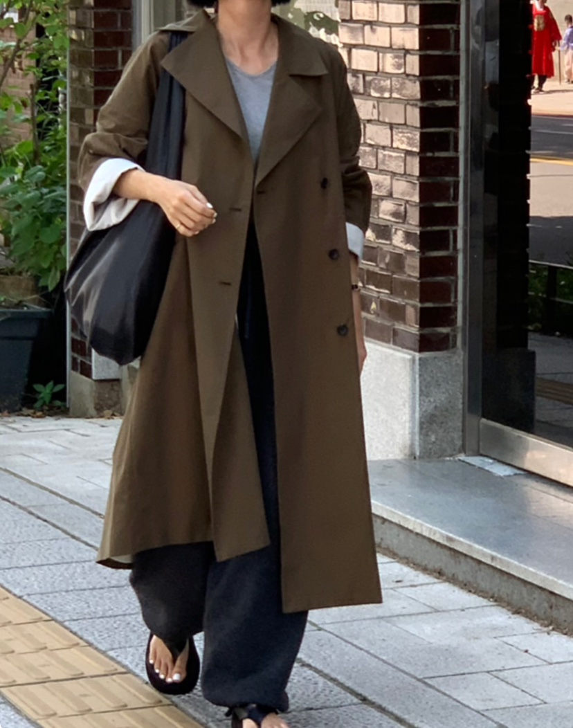 A Flan韓國直郵㊣女士新款真品人氣25秋冬熱賣長款風衣含腰帶AFN EDITION長款風衣