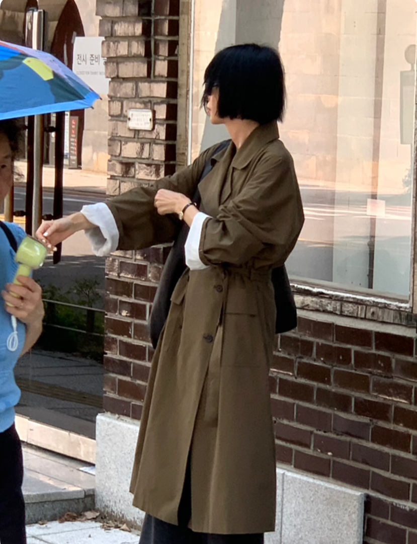 A Flan韓國直郵㊣女士新款真品人氣25秋冬熱賣長款風衣含腰帶AFN EDITION長款風衣