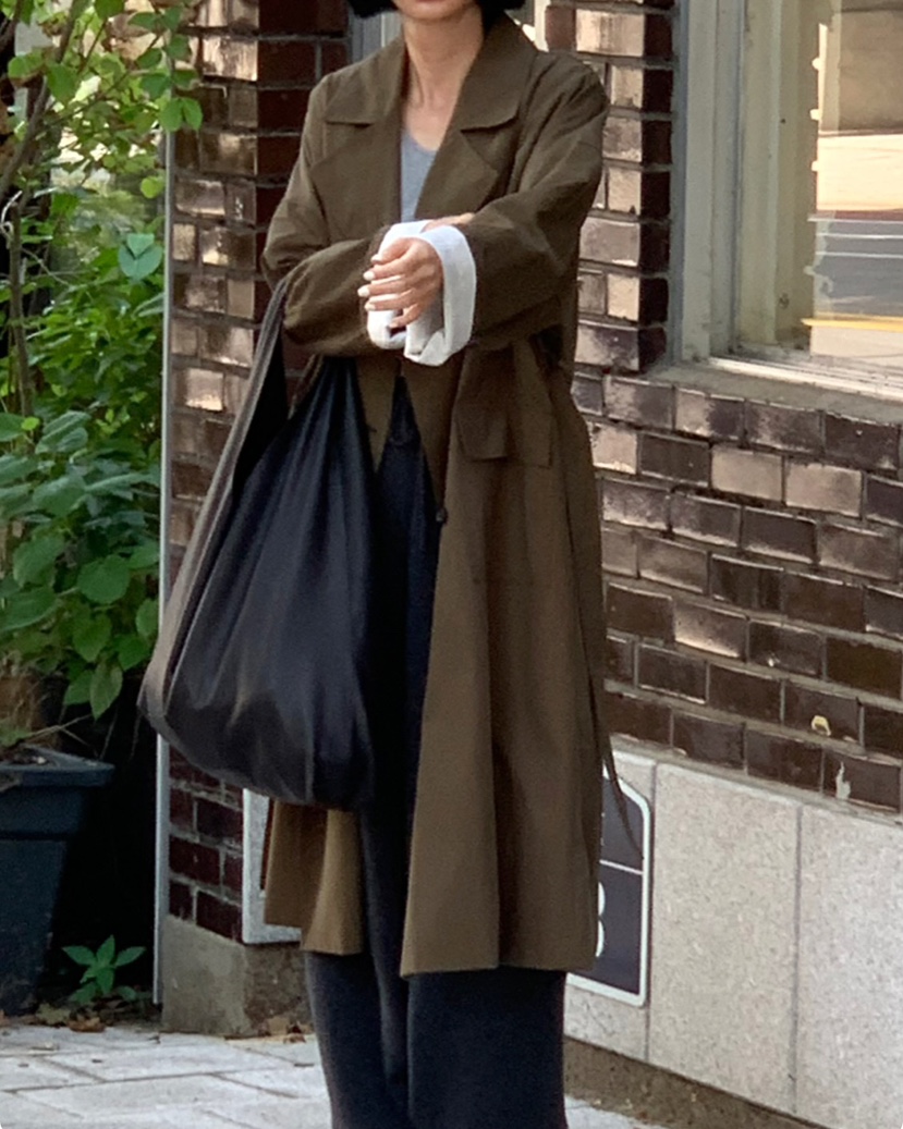 A Flan韓國直郵㊣女士新款真品人氣25秋冬熱賣長款風衣含腰帶AFN EDITION長款風衣