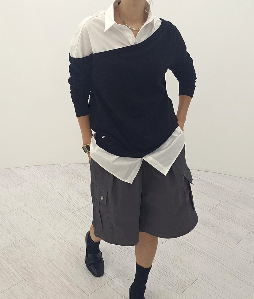 NEOUL韓國直郵㊣女士新款熱賣時尚25秋冬推薦職業針織衫混紡NEOUL/ahin雙領標簽針織衫