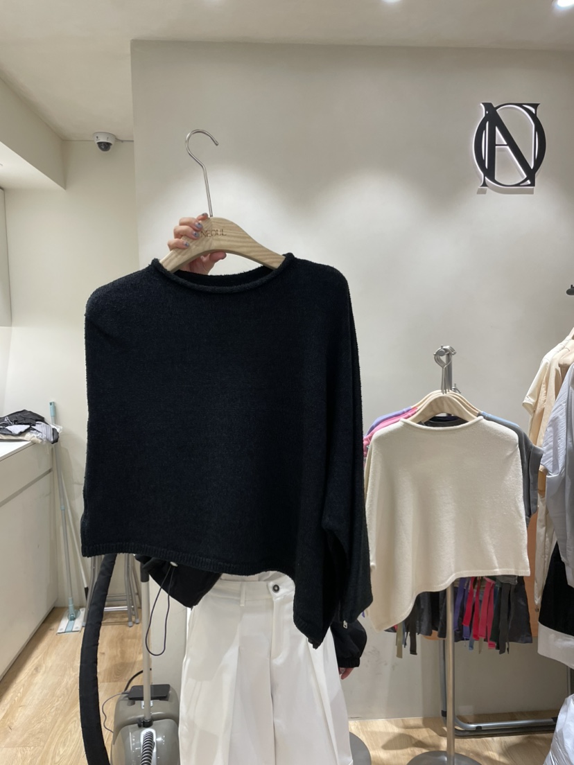 NEOUL韓國直郵㊣女士新品真品推薦時尚25秋冬人氣針織衫斗篷NEOUL/ahin雙領標簽針織衫圖色2