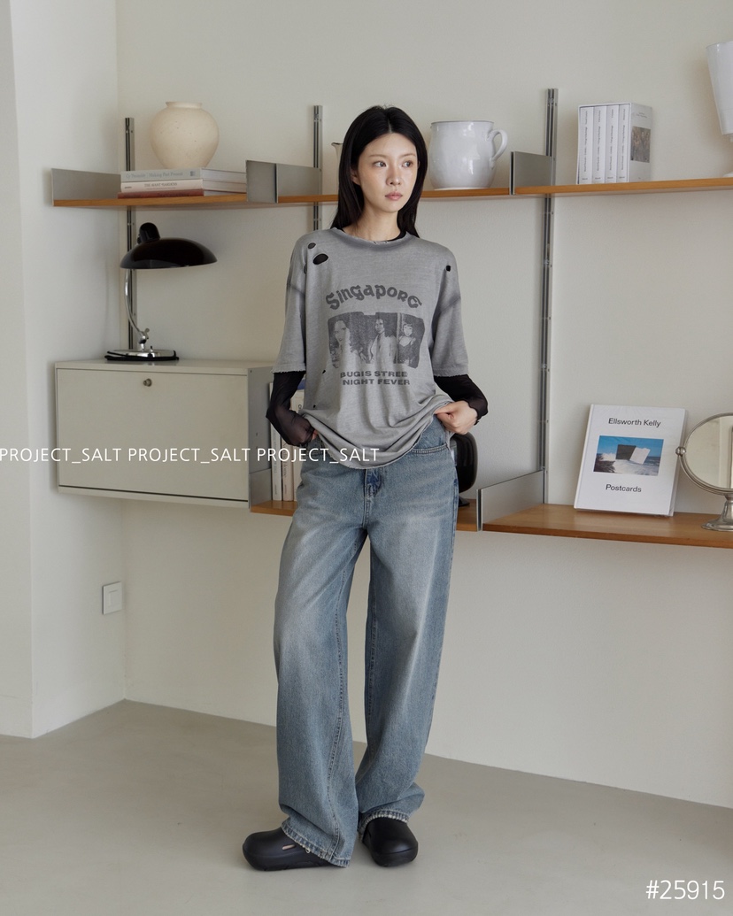 PROJECT SALT韓國代購㊣女裝新款休閑牛仔褲PROJECTSALT牛仔褲