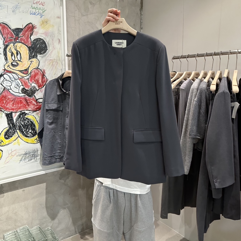 LAMAGIEPIE東大門㊣代購女裝新品25秋冬休閑推薦職業時尚夾克LAMAGIE GREY夾克圖色1墨色