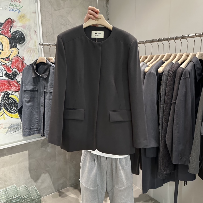 LAMAGIEPIE東大門㊣代購女裝新品25秋冬休閑推薦職業時尚夾克LAMAGIE GREY夾克圖色3棕色