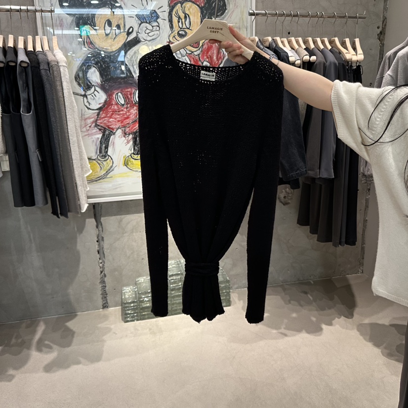 LAMAGIEPIE韓國直郵㊣女裝新品真品人氣職業時尚針織衫含腰繩LAMAGIE GREY針織衫圖色4