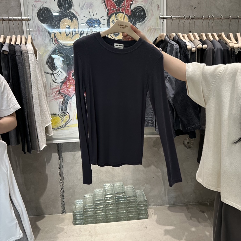 LAMAGIEPIE韓國直郵㊣女裝新品真品熱賣25秋冬人氣時尚長袖T恤LAMAGIE GREY長袖T恤圖色3